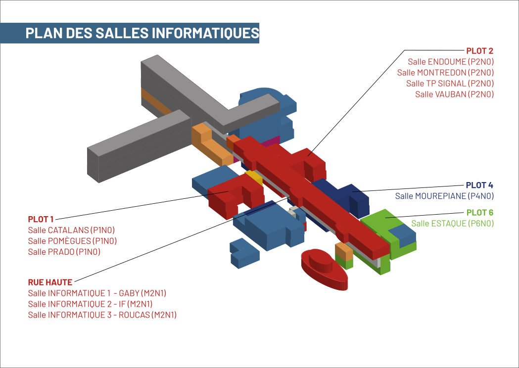 Plan des salles informatiques