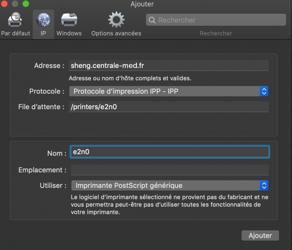 Ajouter une imprimante
